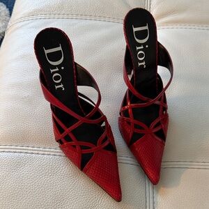 Dior Elegant Red Strappy Heels